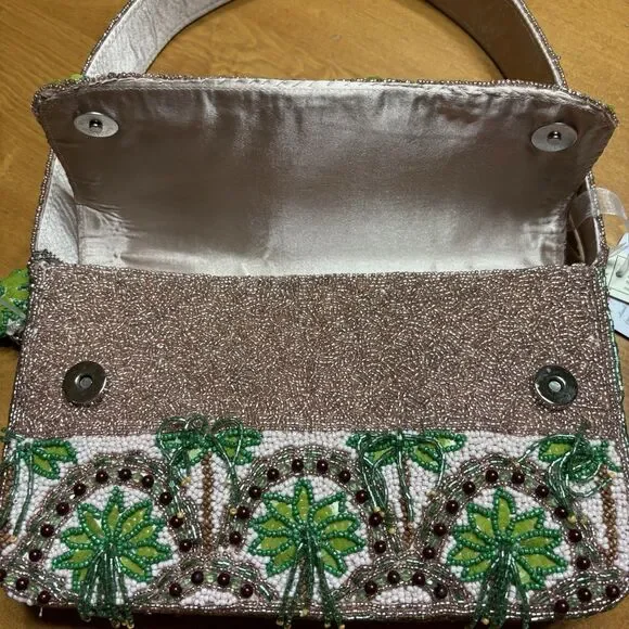 New Release Handcrafted In India Tropical Palm Tree Beaded Bag Viral TikTok RARE - Picture 5 of 16